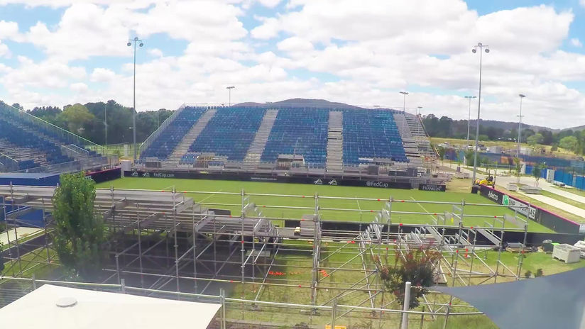 Timelapse of court set up for Tennis Australia